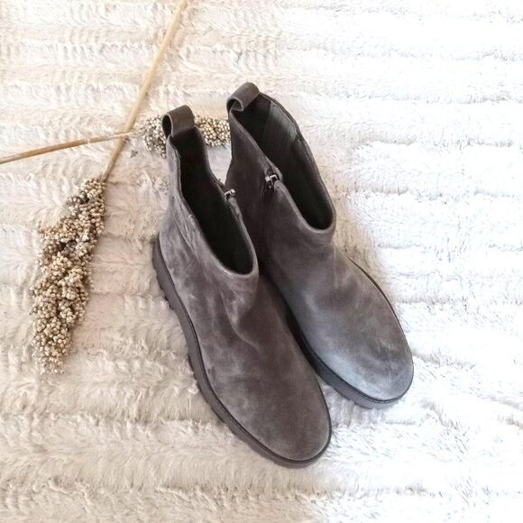 NWOT Vince Camuto Moto Boots Size 7.5 Brown Suede Zipper Neframes Ankle Bootie - Picture 2 of 8